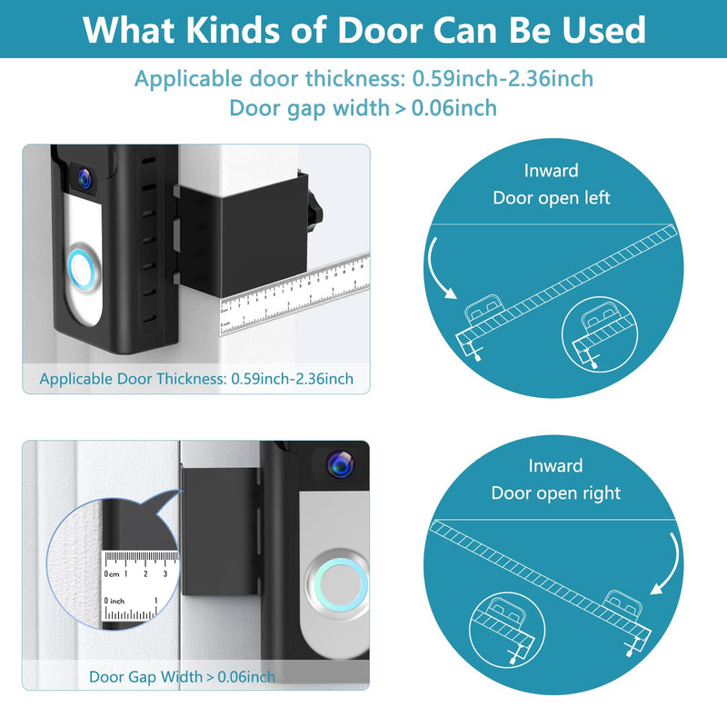 KIMILAR 2024 Upgrade Anti-Theft Video Doorbell Mount, Not Block Doorbell Motion Sensor, Adjustable No-Drill Mounting Bracket Wedge Holder Accessories for Home Rentals Office Room Carbon Black