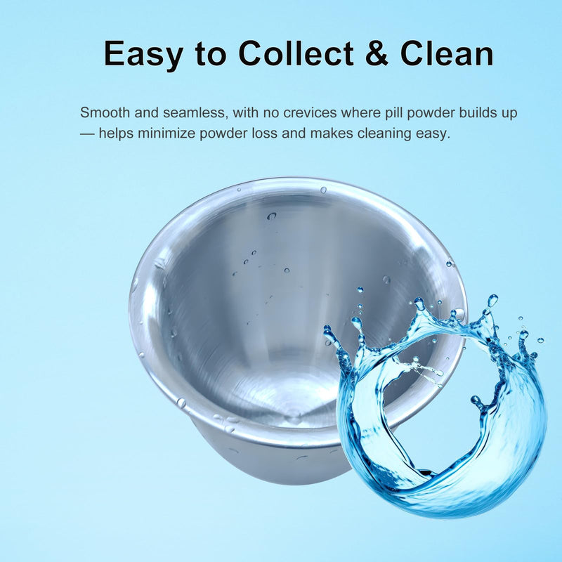 Pill Crusher Fine Powder, Mortar and Pestle Set for Large, Small and Multiple Pills, Solves Common Pill Grinder Issues - Solid 304 Stainless Steel, 10 oz