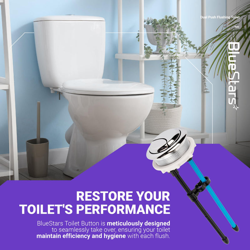 BlueStars 58mm/2.28in Toilet Push Button Thread Diameter, Dual Push Flushing Water Tank Button – Compatible with Glacier Bay, AquaSource, TOTO, Kohler, Twyford, Geberit, American Standard - Pack of 2