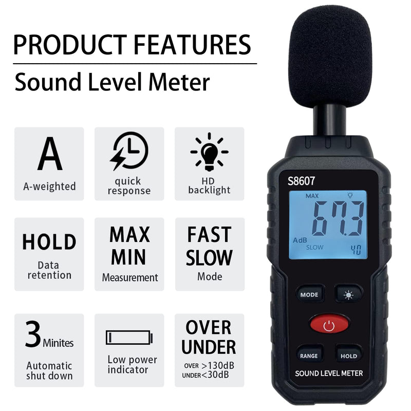 Digital Sound Level Meter,Sound Meter for Classroom Home Street,30-130dBA dB Meter to Measure Noise,Noise Decibel Reader,Audio Sound Tester,Sound Test equipmetent,Sound Measurement Device (30-130dBA) 30-130dBA - NewNest Australia