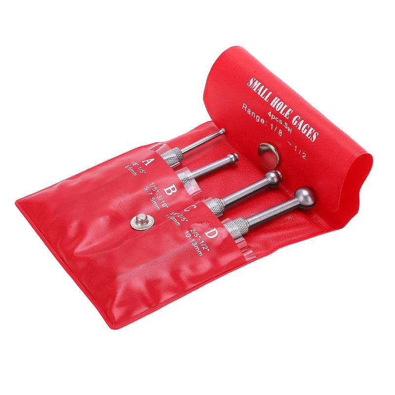4Pcs Small Hole Gauges Set, 3-13mm Full Ball Bore Gauges, Steel Full Ball Telescopic Gauges with Packing Bag, Ball Type Small Telescopic Gage for Measuring Hole Slit