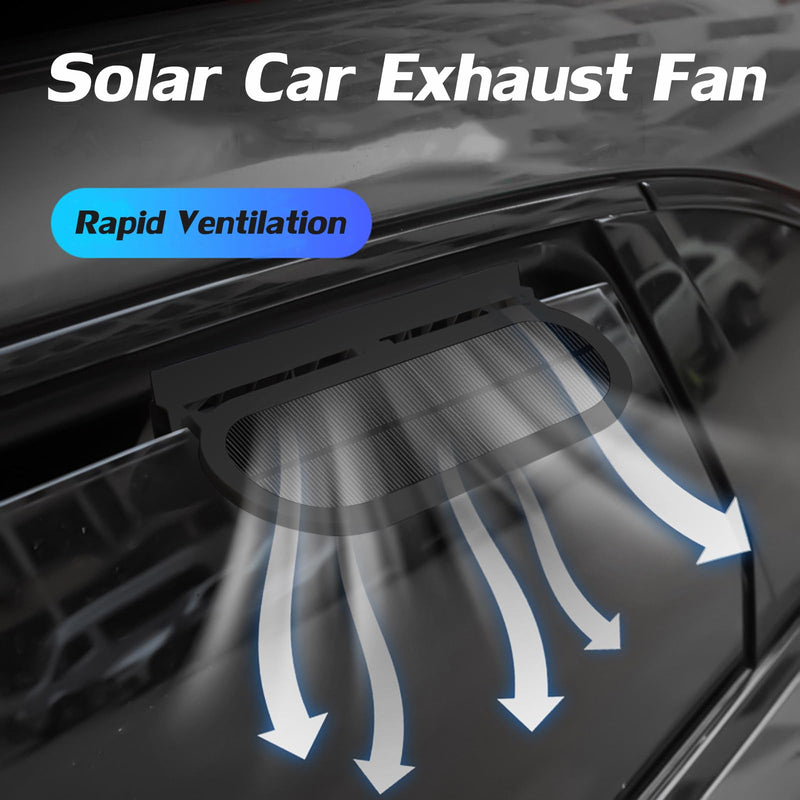 Car Solar Powered Exhaust Fan Car Window Exhaust Fan Vehicle Ventilation Fan Auto Air Vent Cool Fan Cooler Ventilation System Car Radiator Cooling Fan with Three Air Outlets, Black