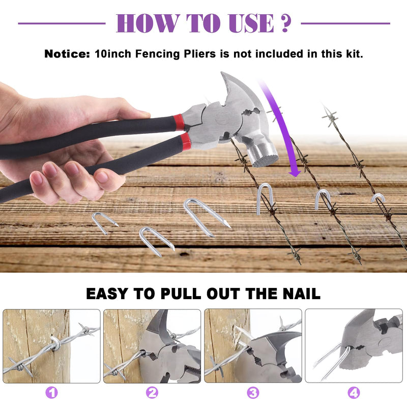 Swpeet 200Pcs 3/4" - 0.09"×0.79" Steel Wire Staples, Concrete Metal Wire Twisting Fence, Fence Staple Nails, U Shaped Nails for Fencing, Wire Mesh and Woven Fencing 20mm