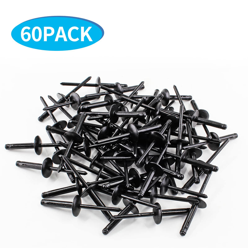 60 Pcs Aluminum Blind Rivets, 3/16” x 3/4" Pop Rivets Assortment, Black 3/16” x 3/4"