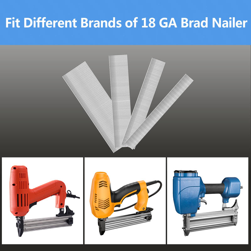 18 Gauge Brad Nails (2",1-1/4",1",5/8 inch) 1600 pcs 18 GA Nail Gun Nails Assorted and Small Finishing Nails for Pneumatic, Electric Brad Nailer (Galvanized steel) Galvanized steel