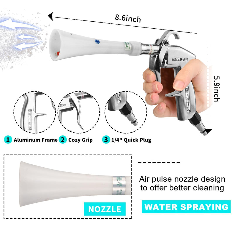 Air Blow Gun with Brass Adjustable Air Flow Nozzle,Cleaning Gun Quickly Blasts Dirt and Dust from Surface Works with Air Compressor Silver