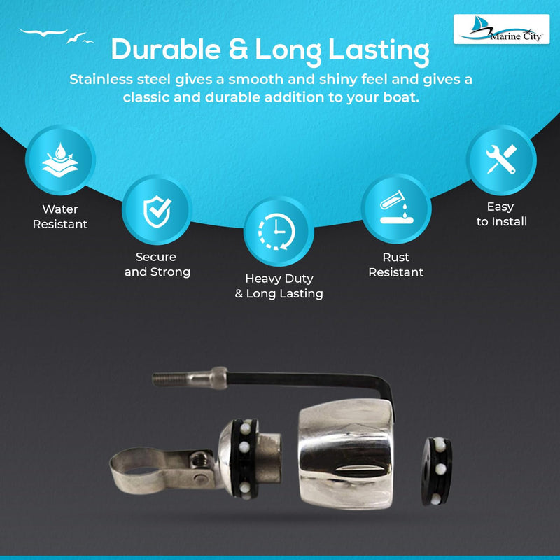 MARINE CITY 316 Stainless Steel Strong Durable Gloss Polished Finish Sport Boat Knob Wheel-Spinning Ball-Bearing Knob for Steering Wheel Marine Yacht Kayak Marine Boat Caravan with Cap Steering Wheel Knob with Cap