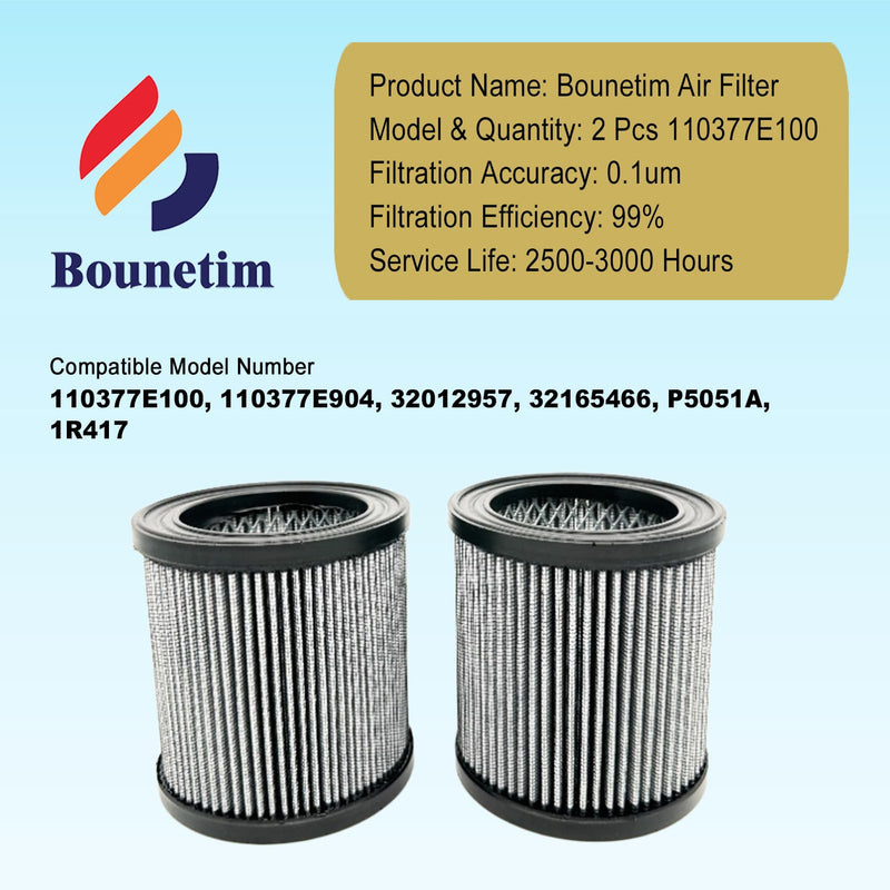 2 Pcs 110377E100 Air Filter Compatible with Quincy Air Compressor, Replace 110377E904 32165466 32012957 P5051A 1R417 Air Filter Element Replacement Part