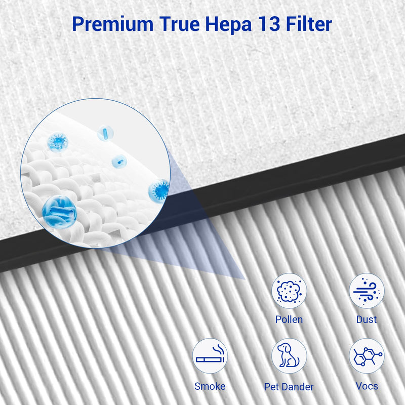HY4866 Replacement Filter 2 Pack, 3-in-1 H13 True HEPA Filter with Extra 2 Pre-Filters, Compatible with MORENTO HY4866, WESTHEY HY4866, YIOU M1 Air Purifier Models, Enhanced Version