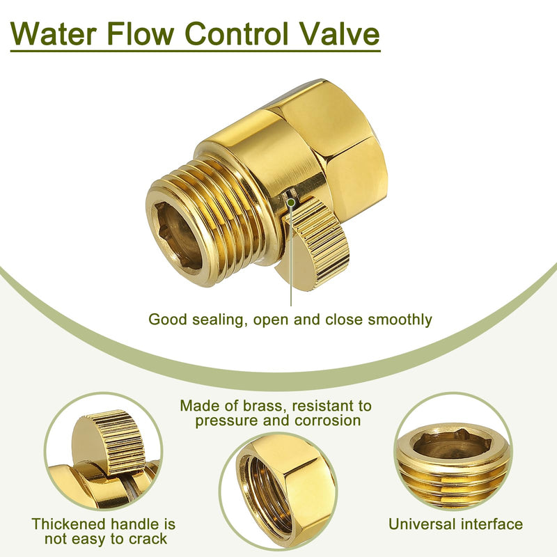 uxcell Water Flow Control Valve, 1 PCS G1/2" Shower Head Shut Off Valve, Brass Water Pressure Regulator for Shower Head or Bidet Spray (Gold) Gold