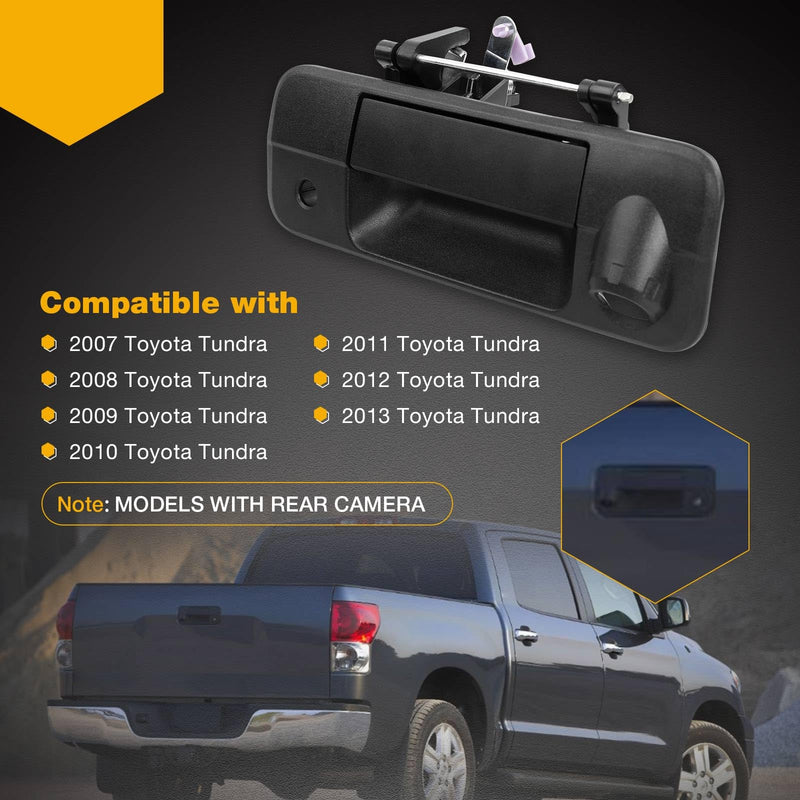 Gledewen 81214 Metal Upgraded Tailgate Handle Liftgate Latch Handle with Rear Camera Hole, Compatible with 2007-2013 Toyota Tundra, Replaces# 690900C051 Metal Tailgate