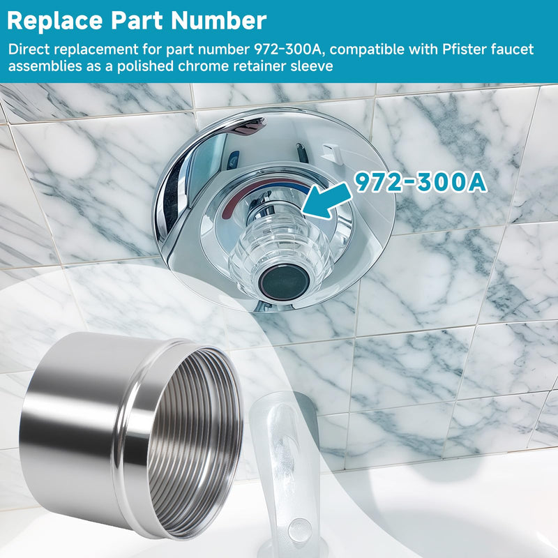 972-300A Retainer Sleeve Polished Chrome Compatible with Pfister Faucets – Faucet Handle Replacement Sleeve for Kitchen and Bathroom Fixtures