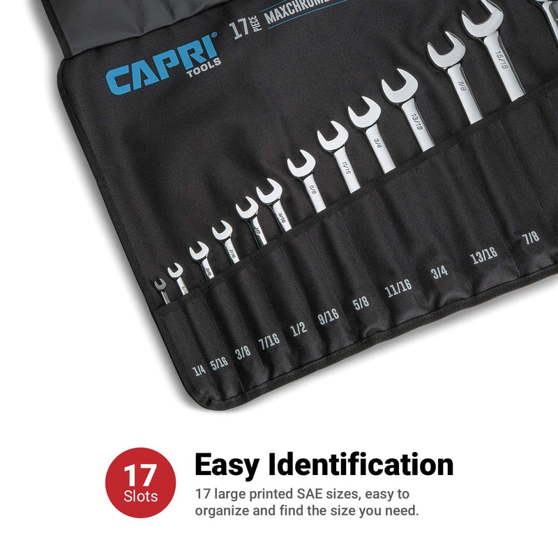 Capri Tools Wrench Roll Up Pouch Standard Pockets Sae / 17 Pockets / Buckle Closure