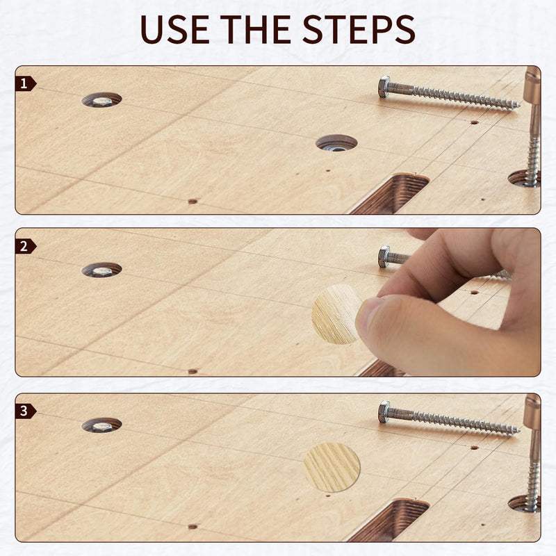648 Pieces Screw Hole Covers Stickers, 12 Basic Color Colors Wood Stickers, Adhesive PVC Screw Cover Caps, for Wood Screws Wall Cabinets Desk Wall