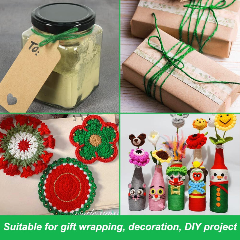 Vivifying Garden Twine, 656 Feet 2mm Green Plant Ties, Strong Jute Twine String for Climbing Plants, Tomatoes, Floristry, Crafts 656Feet