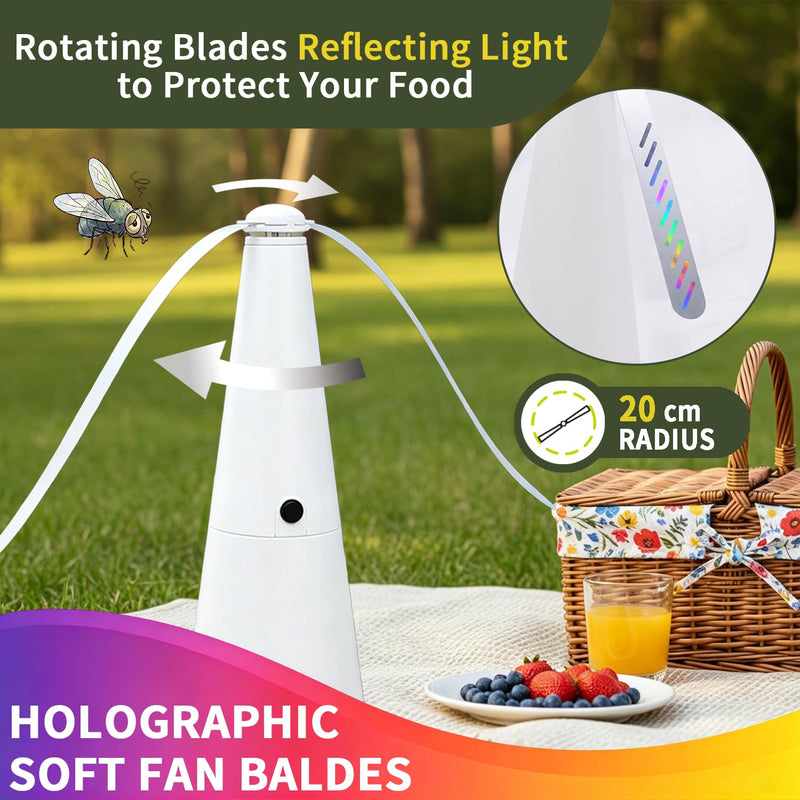 Rechargeable Fly Fans for Table - Suitable for BBQs, Picnics, Camping, Parties, and Outdoor & Indoor Dining (White, 4 Pcs) White 4-Pack