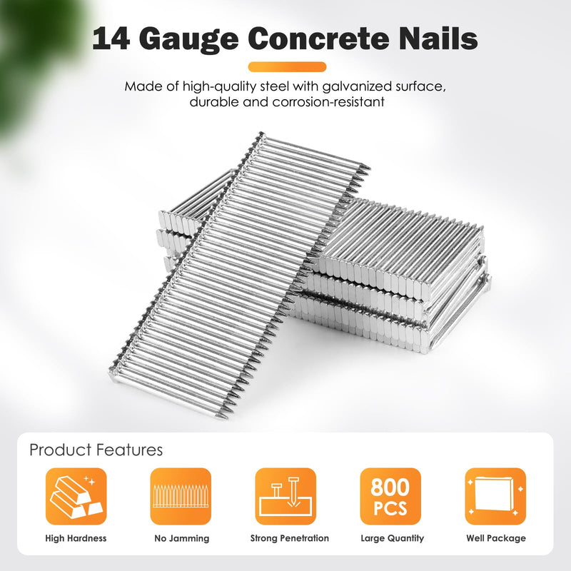 14 Gauge 3/4-Inch (18mm) Concrete Nails 800PCS/Box T Nails for Truss Building, Construction Framing and Concrete Nailing ST18 Nails(800 PCS/BOX)