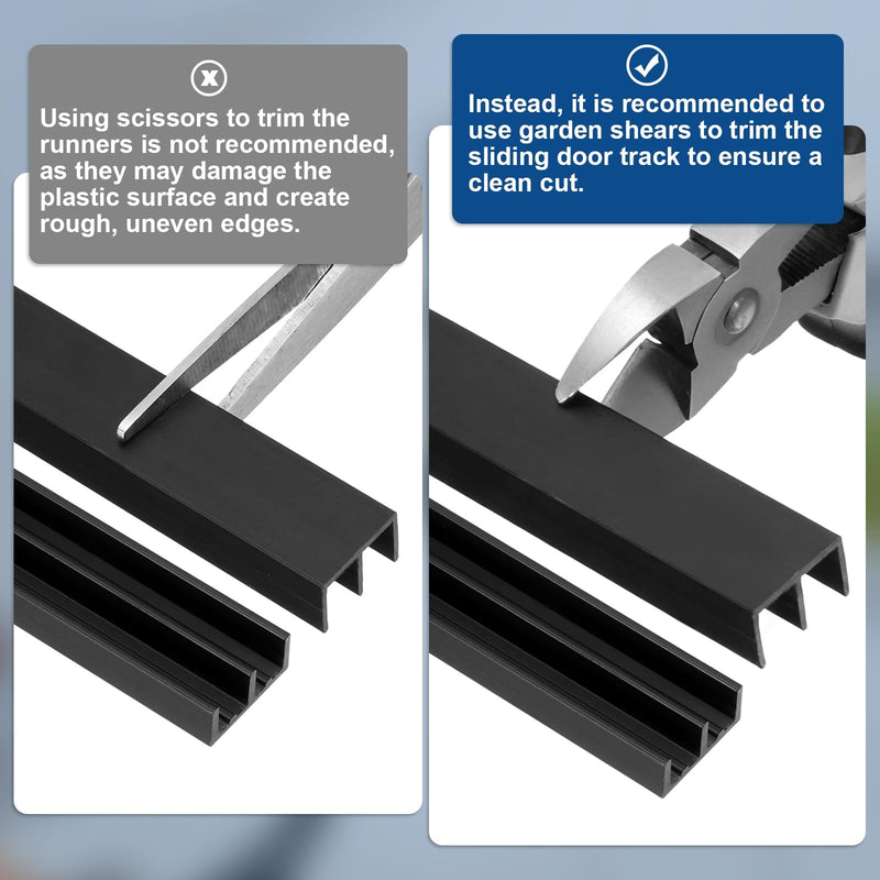 uxcell Plastic Sliding Door Track, 4.27Ft Sliding Glass Cabinet Window Track Hardware Set for 1/4" Thick Panels, for Small Bypassing Closet Door, Black