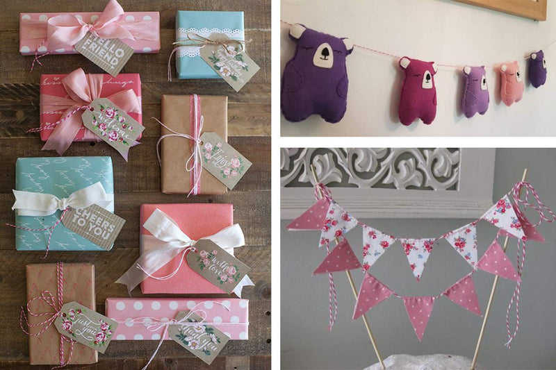 Cotton Twine Pink and White Baker String 2mm Thick 328 Feet Christmas Twine for Gift Wrapping DIY Crafts Home Decoration Gardening 328ft