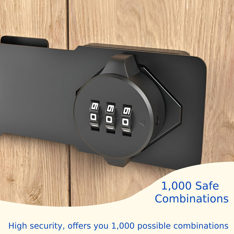3-Digit Combination Lock, Black, Keyless, Zinc Alloy, Cabinet Door Latch, Easy DIY Installation, Wide Range of Uses