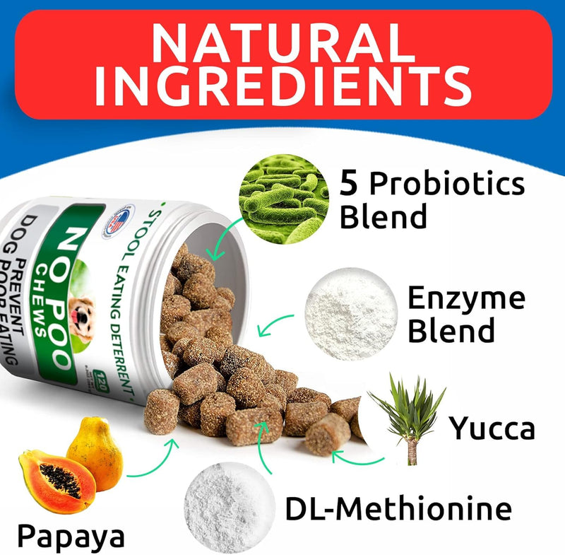 No Poo Chews + Dog Probiotics for Digestive Health Bundle - Diarrhea, Gas Treatment, Upset Stomach Relief - Allergy & Itchy Skin - Digestive Enzymes & Breath Aid Support - Digestion Supplement Treat