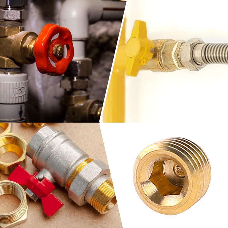 10 PCS 1/4" NPT Male Pipe Plug Fitting Set Brass Hex Counter Sunk Pipe Plug for Closing the End of Pipe, Internal Hex Socket Thread Socket Pipe Plug Kit 1/4 npt