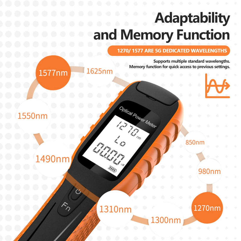 Mini Optic Fiber Cable Tester with 400mAh Lithium Battery, Optical Fiber Power Meter for FC/SC/ST Universal Connector Blue