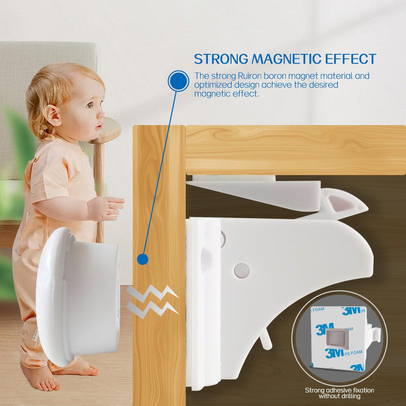 BigBest Magnetic Cabinet Locks – Baby Proofing for Drawers & Cabinets | No Drilling, Easy Installation, Strong Adhesive, Baby Cabinet Locks 12 Locks + 2 Keys Regular 12.0