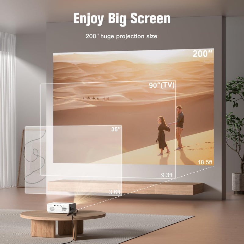 AuKing Projector, 2025 Upgraded Mini Projector, Full HD 1080P Home Theater Video Projector, Compatible with HDMI/USB/AV/Smartphone/TV Box/Laptop A Mini Projector