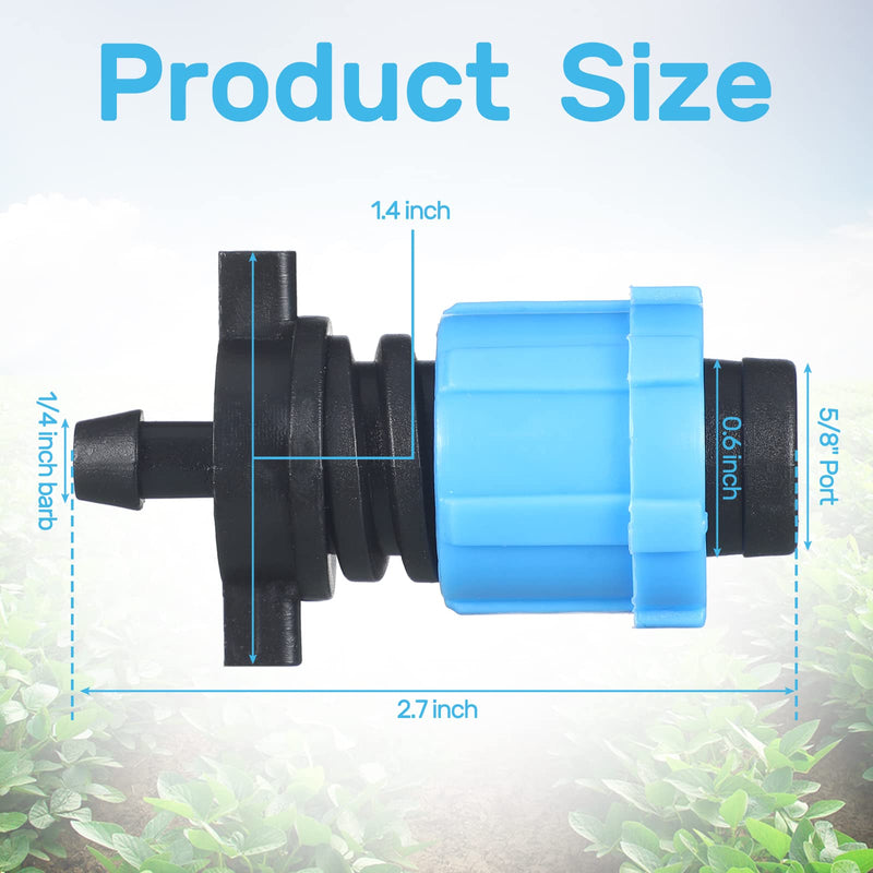 Frienda 50 Pcs Drip Tape Connector, Drip Tape Fittings, Drip Irrigation Tubing Coupling Barbed Locking Fitting Kit, Drip Irrigation Tools Twist Locks 1/4" Barb for 5/8" Drip Tape Sprinkler
