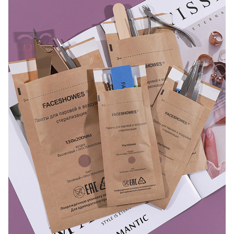150PCS Of Three Sizes Of Self-Sealing High Temperature Sterilization Dry Heat Kraft Paper Sterilization Pouches Beauty Nail Salon Barbershop Tools Self-Sealing Sterilization Bags (150pcs three sizes) 150pcs three sizes