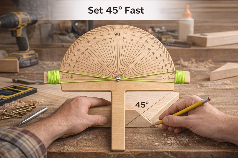 Precision Angle Finder Ruler - Handcrafted Birch Wood Degree Protractor Tool Miter Ruler - 0–180° Woodworking Layout Tool Gifts for Dad Men Precision wood degree tool