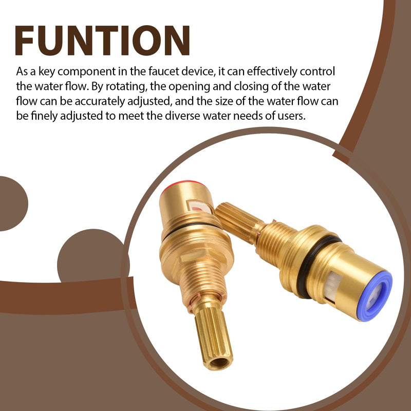 Faucet Ceramic Valve Cartridge Brass 1-001 and Brass 1-002 Replacement Quarter Turn 1/2" for Bathroom Kitchen Tap(Pair Hot & Cold)