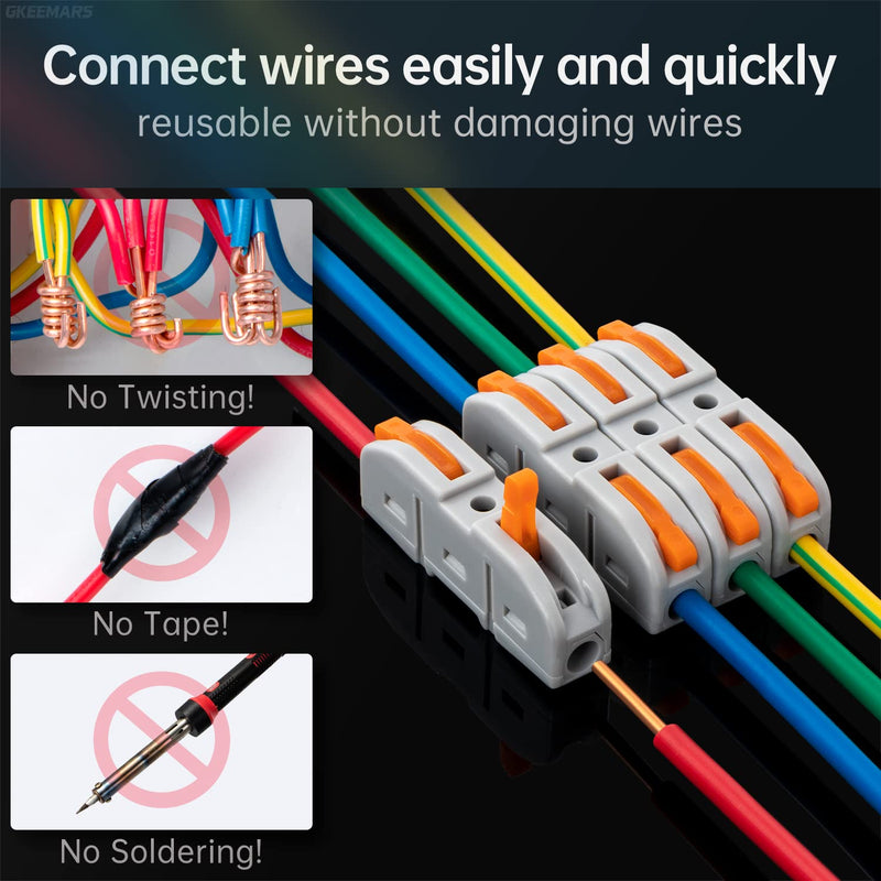 GKEEMARS 50 Pcs Wire Connector, 1 Conductor Compact Splicing Wire Connectors for Circuit Inline 24-12 AWG (Orange)