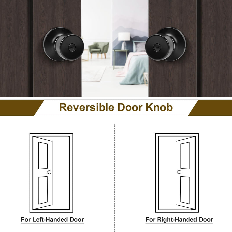 HOSOM Privacy Door Knob, Matte Black Door Knob Set, Black Door Handles Interior, Keyless Doorknobs Interior Door Lock for Bedroom, Bathroom, 1 Pack