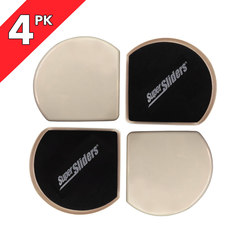 Super Sliders 7" Slide & Hide Reusable Furniture Sliders for Carpet - Effortless Moving and Surface Protection, Beige (4 Pack) 7 Inch