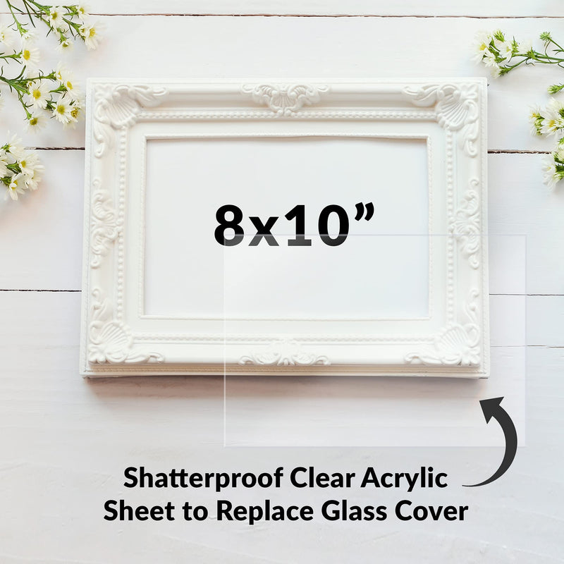 SimbaLux Acrylic Sheet Clear Cast Plexiglass 8” x 10” 0.08” Thick (2mm) Pack of 5 Transparent Plastic Plexi Glass Board with Protective Paper for Photo Frame Replacement, DIY Display Projects, Craft 8"x10", 0.08" Thick 5-Pack