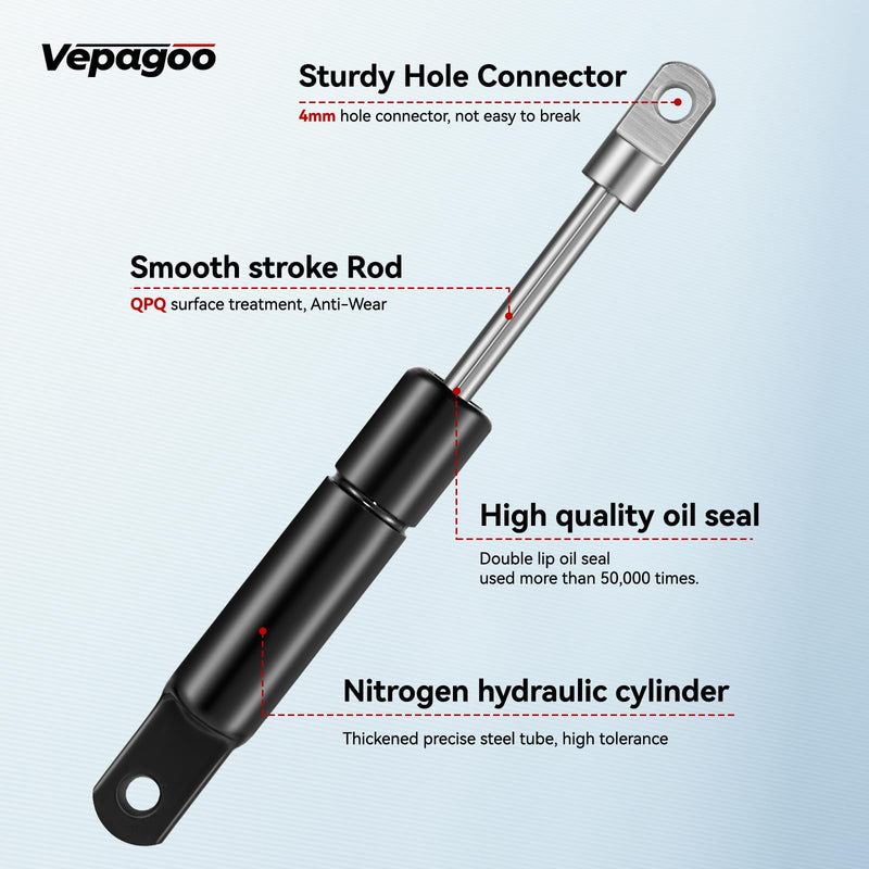 Vepagoo 4 Inch 15Lb/67N Gas Struts Spring Shocks Cabinet Door, 4 mm Hole Connector Mini Lift Supports for Cabinet Furniture Hinged Flip-up Door Storage Toy Tool Boxes, Set of 2