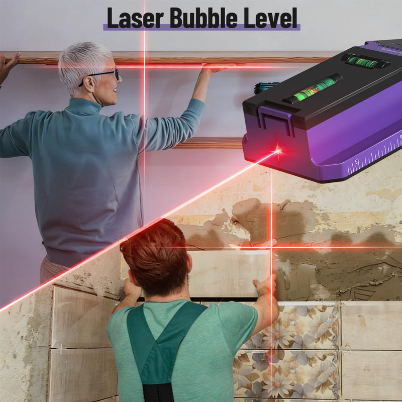 SUNMAY Stud Finder Wall Scanner, 7-in-1 Electronic Stud Sensor & Wall Detector for Center & Edge of Wood Metal Studs Joists AC Wire Pipe, HD LCD Display with Voice Alarm, Deep Scan Mode Purple