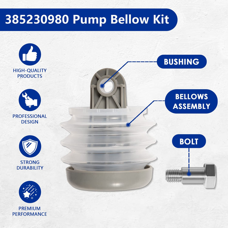 385230980 Pump Bellow Kit Toilet Pump Bellows S/T Pump Kit for Dometic/Sealand VG & VHT Series, Vacuflush S, J, T Series Discharge Pump, Including Bushing and Bolt