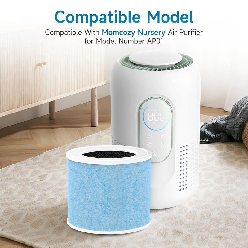 2-Pack Momcozy Replacement Filter Compatible with Momcozy Nursery Air Purifier, for ASIN:B0FPQ1RYR9, 4-in-1 Air Filter 2-Pack