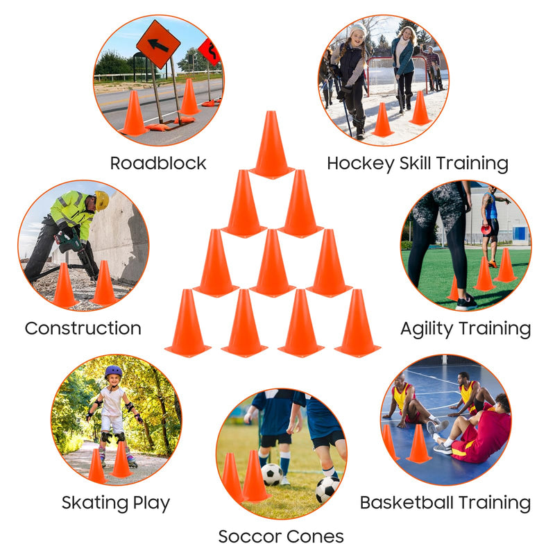9 inch Soccer Training Cones for Outdoor Activity, Orange Traffic Cones,Plastic Sports Cones 9inch