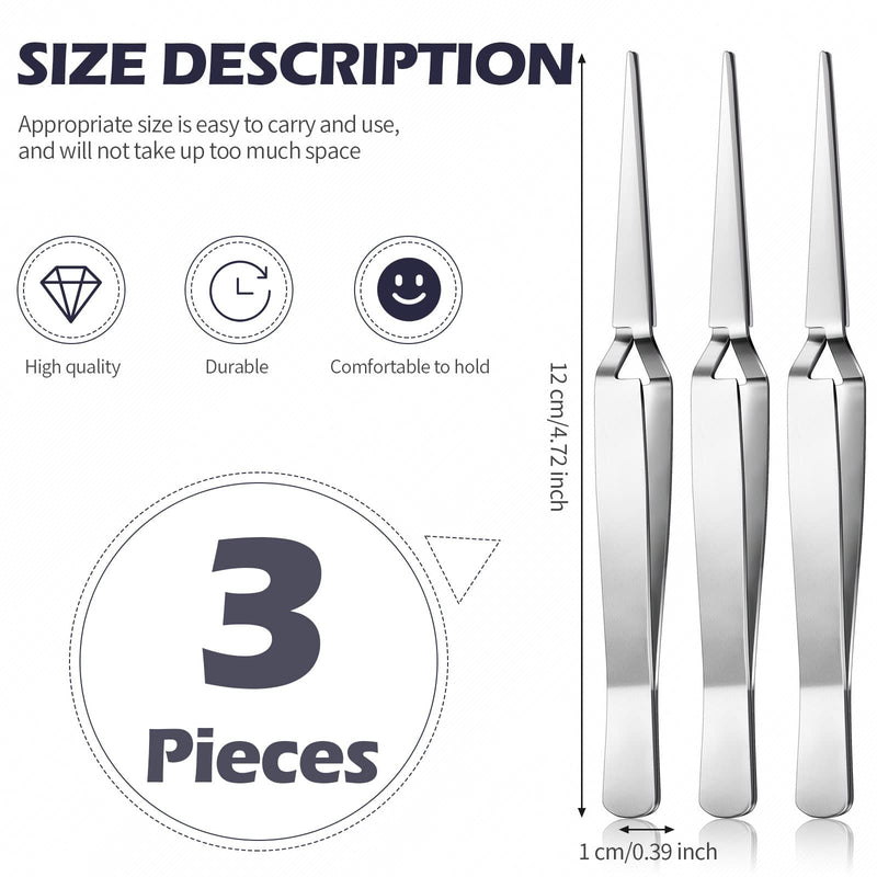Minatee 3 Pieces Reverse Tweezers for Crafting Cross Locking Electronics Tweezers Reverse Action Forceps Tension Stainless Steel Craft Jewelry Electronics Laboratory