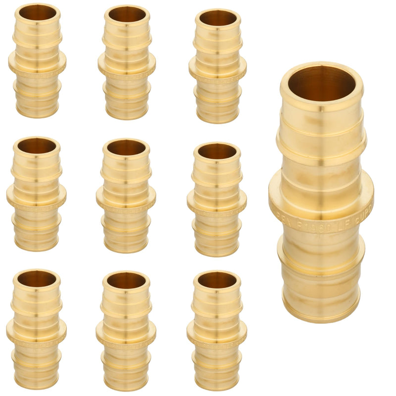 3/4 Inch PEX-A Expansion Coupling Fittings, Brass Straight Connector, PEX-A Pipe Fitting, Lead-Free Brass Plumbing Fittings for Hot and Cold Water, Potable Water (10-Pack) 3/4" PEX-A Coupling-10