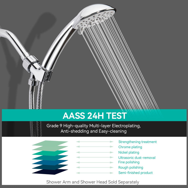 Adjustable Handheld Shower Head Holder- Brass Ball, Premium ABS Bracket- 360 Degree Rotatable：Arm Mount and Hose Connector, Shower Adapter- Adjustable Shower Arm Mount, MAYYAYA (Chrome) Chrome