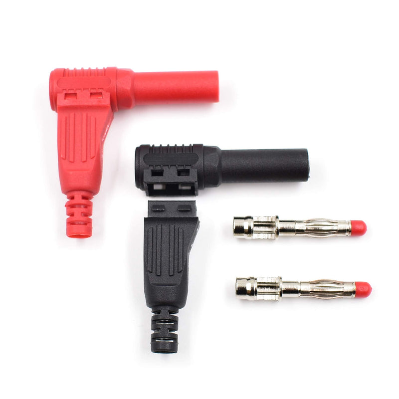 10sets Wire Solder DIY Type Insulation 90 Degree Banana Plugs Right Angle 4mm Banana Plug Male Connectors for Multimeter Leads Test Probes Adapter