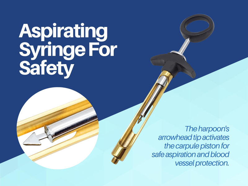 Dental Syringe Aspirating 1.8ml Set of 3 Black & Golden anesthetic syringe dental Instrument