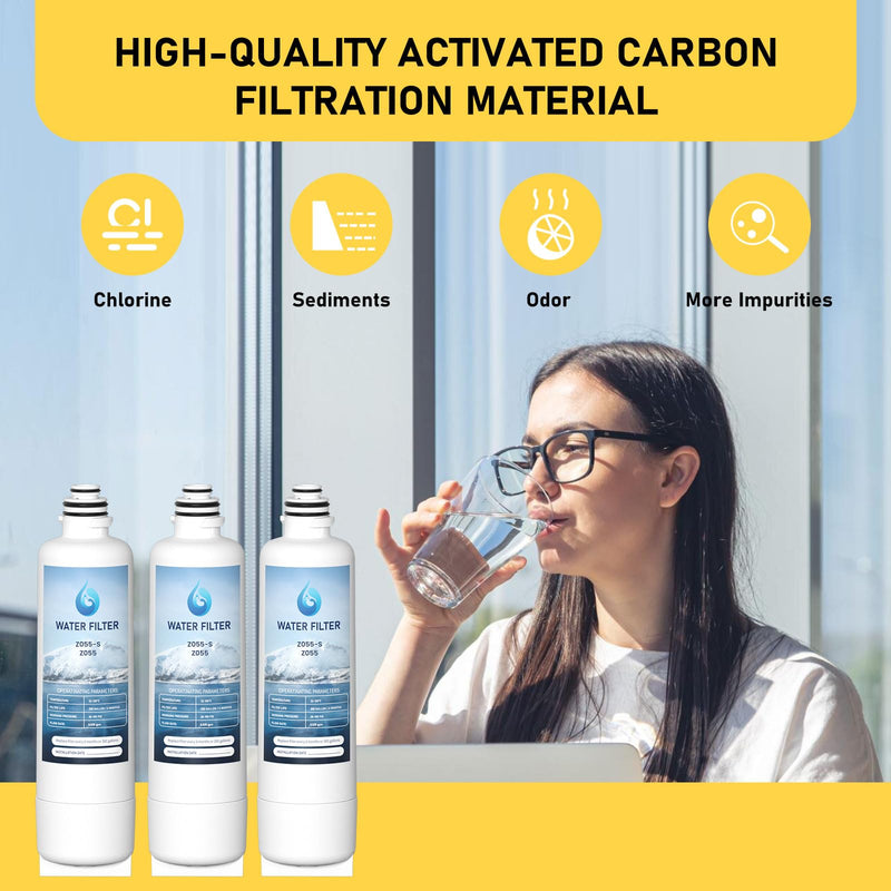 Water Filter Replacement Compatible with Bosch Ultra Clarity Pro BORPLFTR50, BORPLFTR55, 12033030, 12028325, 11025825, 11032531, B36CT80SNS, B36CL80ENS, WFC100MF, WFS200MF, RA450022 Pack of 3