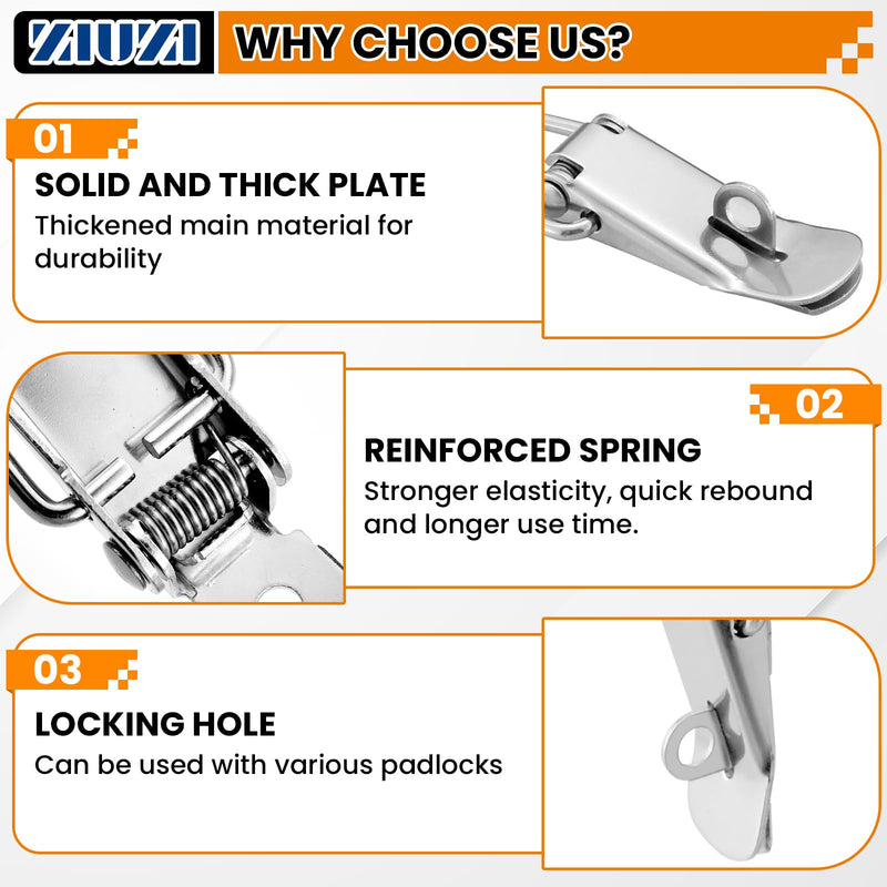 4PCS 90-Degree Angle Latch, Stainless Steel Corner Latch with Keyhole, Tool Box Hood Clasp Buckle Lock Latch with Screws for Case Box Closet 4 Pack