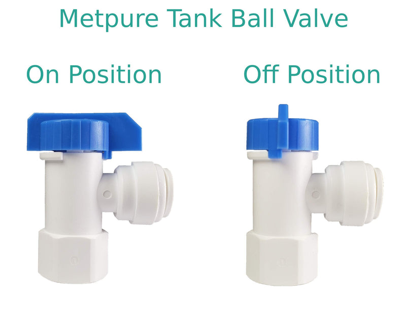Quick Connect Tank Ball Valve with Gasket For Water Purification Systems And Reverse Osmosis System Pressurized Water Storage Tank (1/4" Female NPT x 3/8" OD Quick Connect) 1/4" Female NPT x 3/8" OD Quick Connect